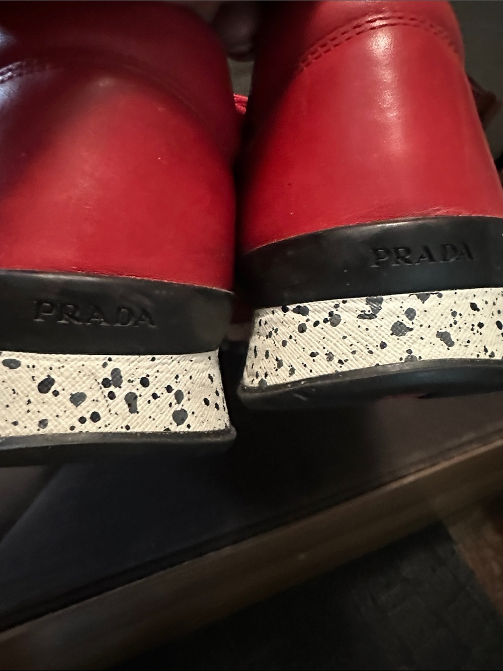 Prada Red Leather Men's Sneakers - Picture 8 of 12